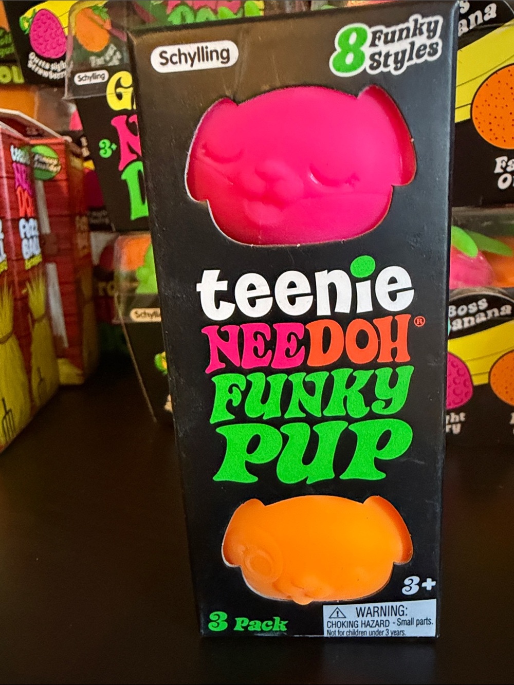 Teenie 3 pack NeeDoh Funky Pup Kids Toy - Pink & Orange